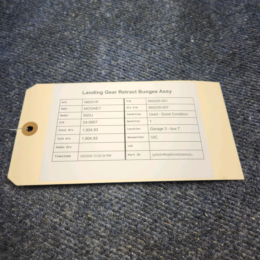 Used aircraft parts for sale, 560245-501 Mooney M20J LANDING GEAR RETRACT BUNGEE ASSY