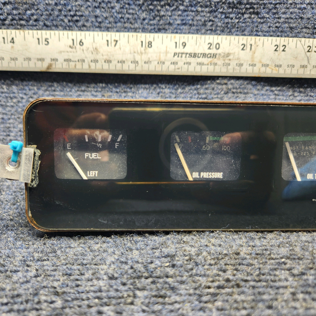 Used aircraft parts for sale, C669507-0101 CESSNA 172K FUEL AND OIL INSTRUMENT CLUSTER "OIL TEMP INOP CUT"