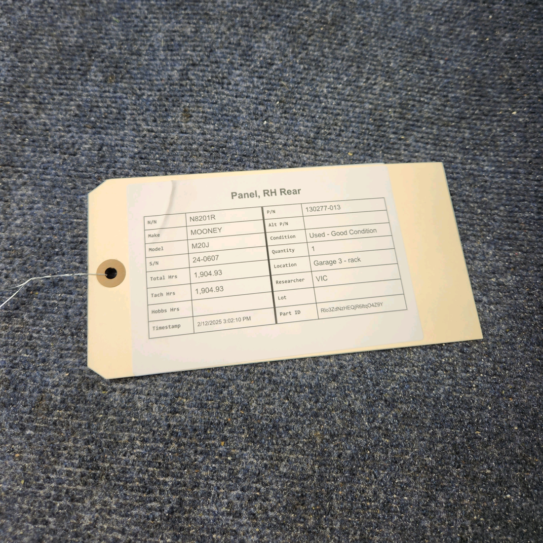 Used aircraft parts for sale, 130277-013 Mooney M20J PANEL, RH REAR