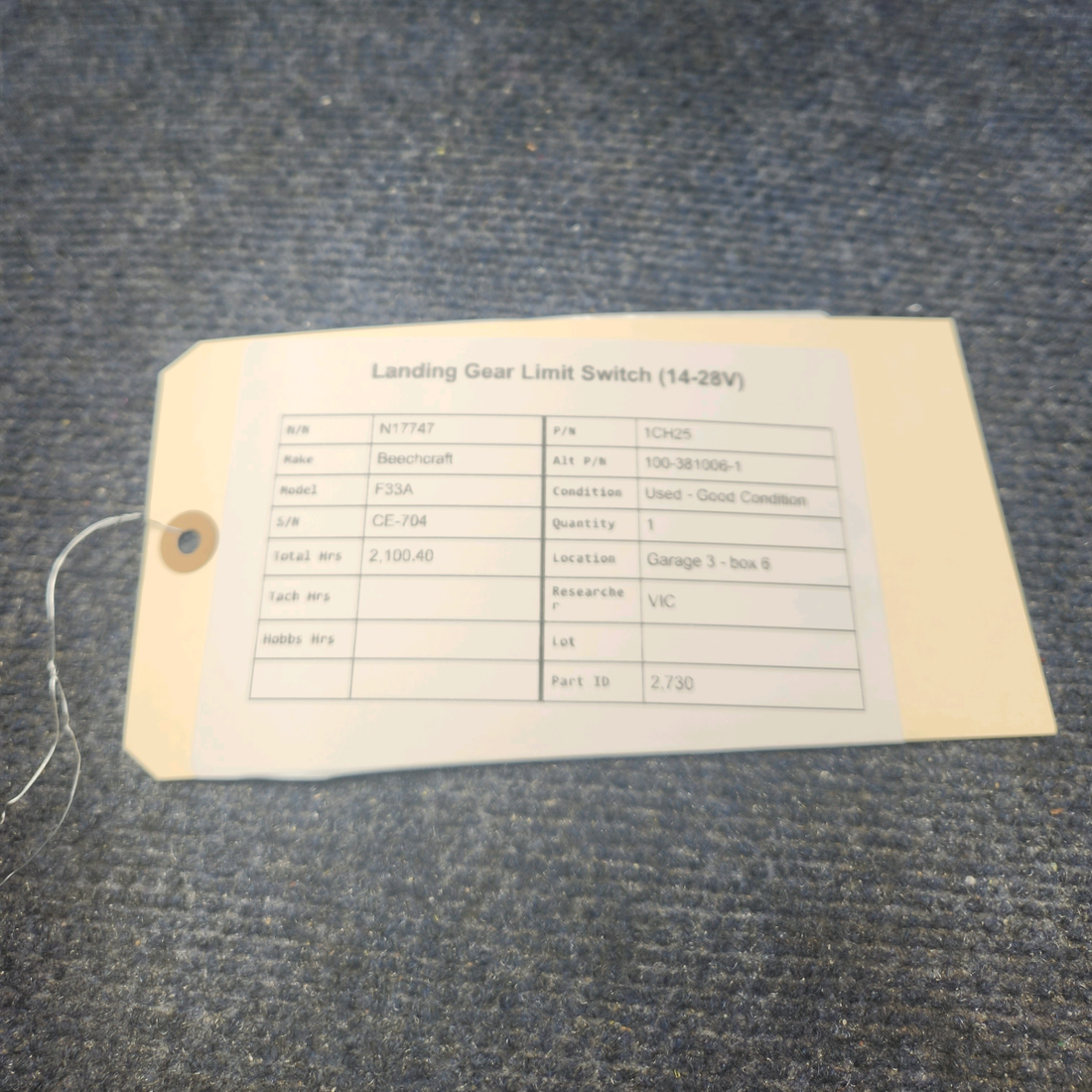Used aircraft parts for sale, 1CH25 Beechcraft F33A LANDING GEAR LIMIT SWITCH (14-28V)