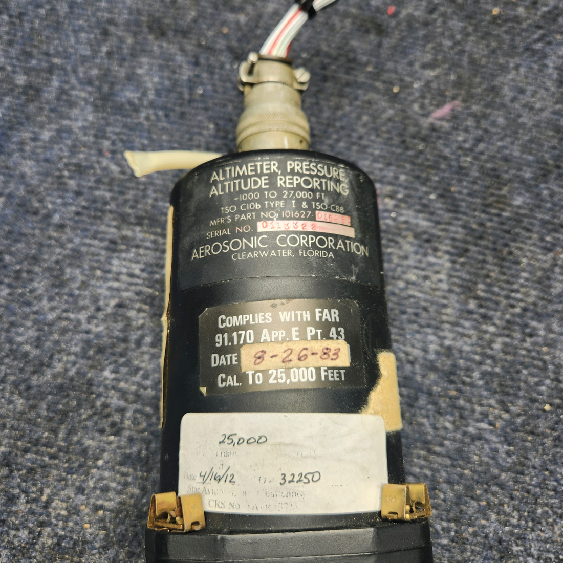 Used aircraft parts for sale, 101627-01696 Aerosonic Corp Mooney M20K ALTIMETER PRESSURE & ALTITUDE REPORTING GAUGE