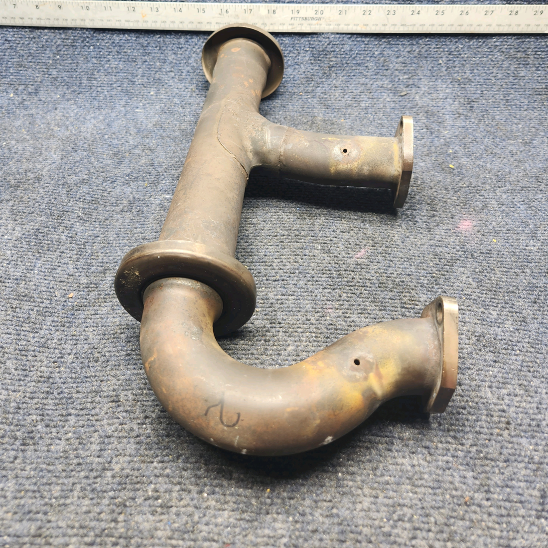 Used aircraft parts for sale, 642220-102, 642220-104 Mooney M20K AFT EXHAUST RISER RH WITH PROBE HOLE CYL 2 AND CYL 4.