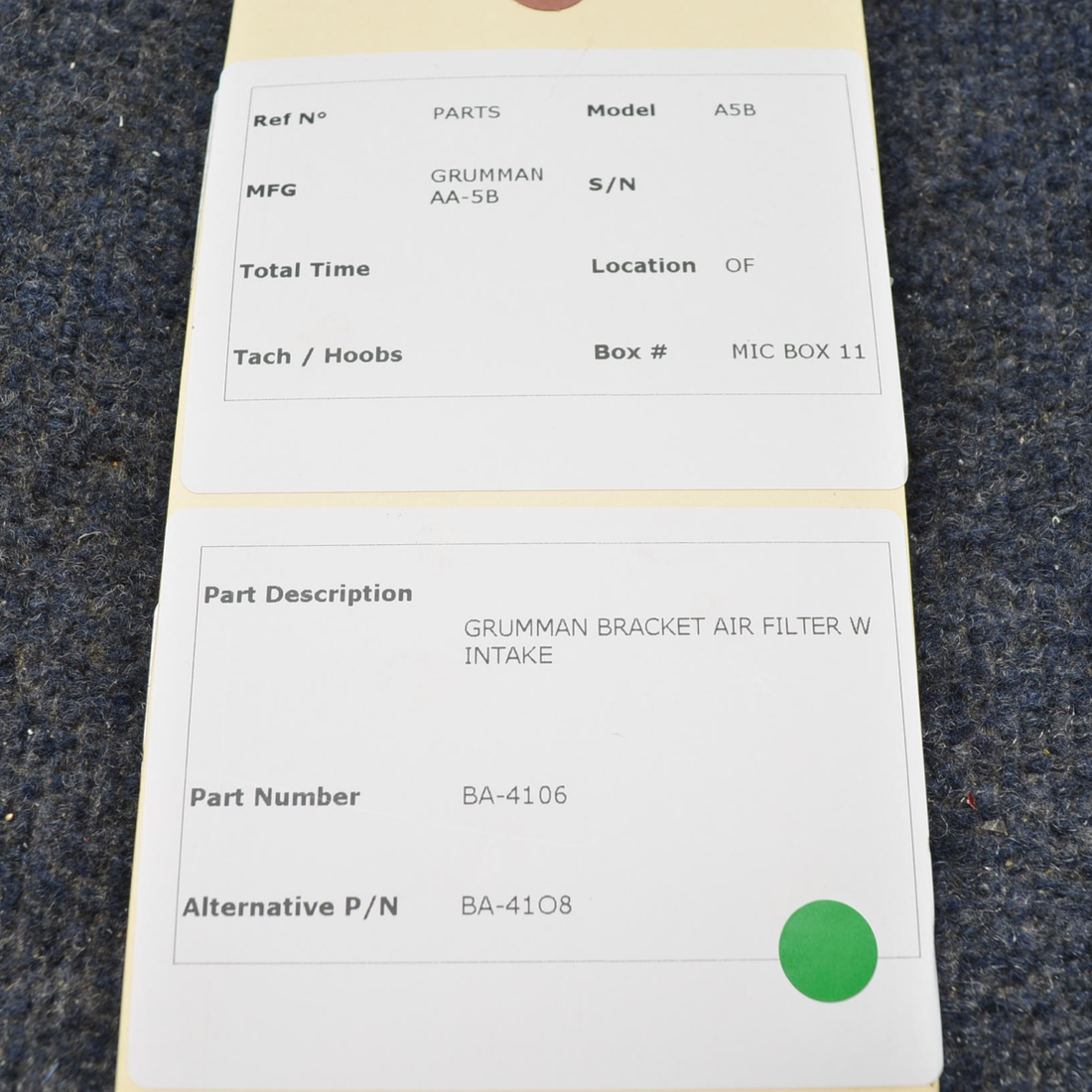 Used aircraft parts for sale, BA-4106 Grumman AA-5B BRACKET AIR FILTER W INTAKE