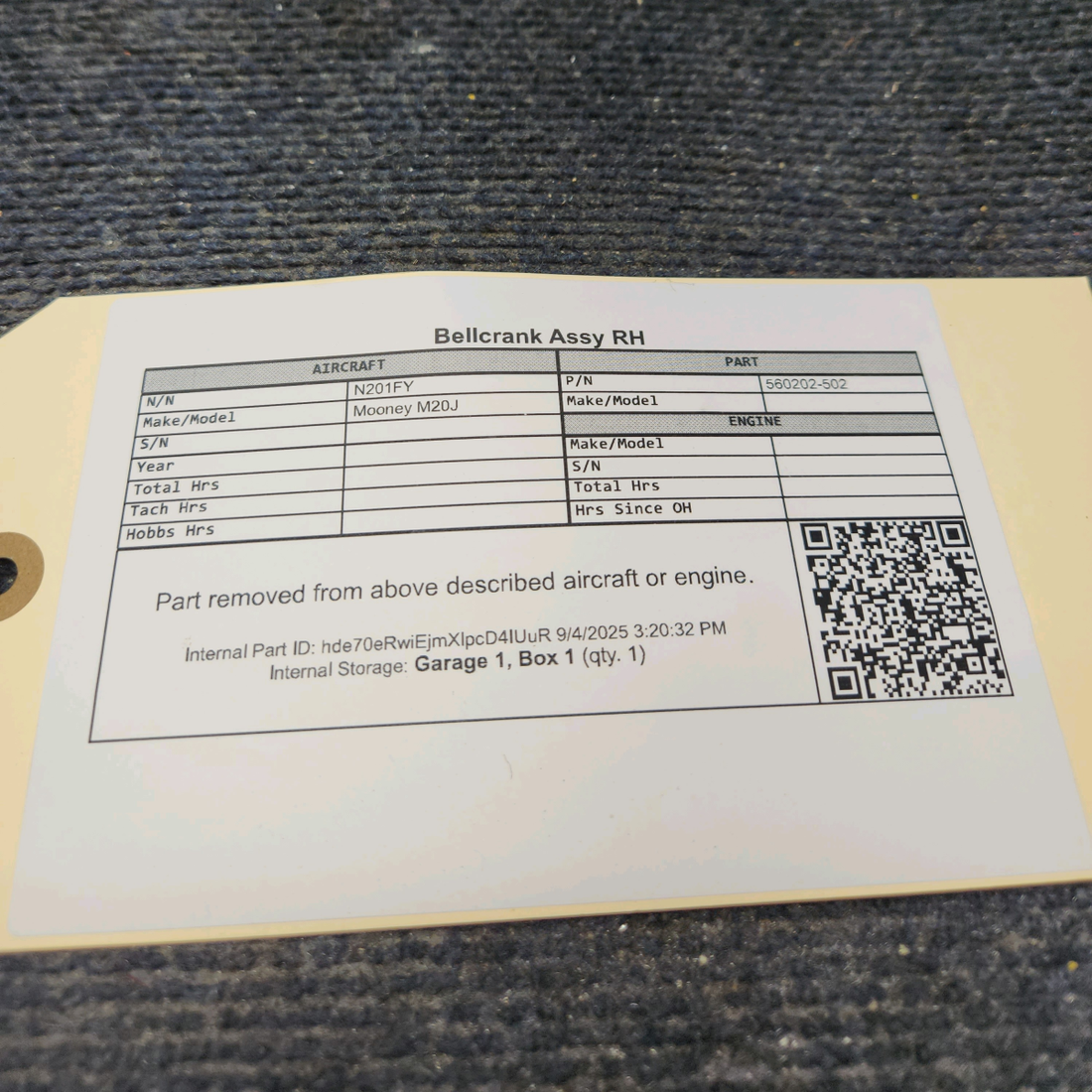 Used aircraft parts for sale, 560202-502 Mooney M20J Bellcrank Assy - RH