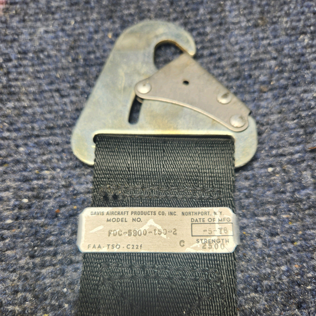 Used aircraft parts for sale, FDC-5900-150-2 Davis Aircraft Products Mooney M20J SEATBELT MOONEY REAR SEAT (BLACK)
