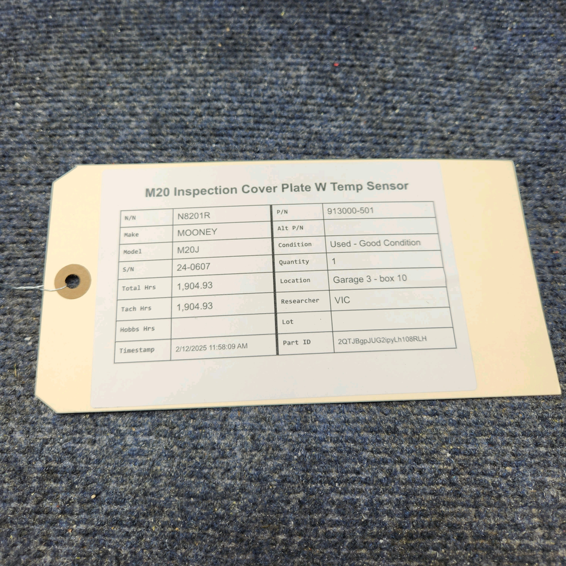 Used aircraft parts for sale, 913000-501 Mooney M20J M20 INSPECTION COVER PLATE W TEMP SENSOR