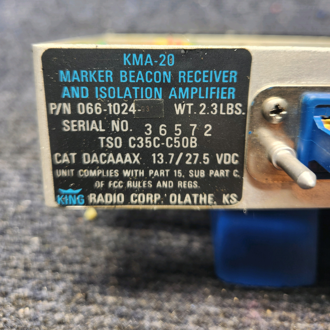 Used aircraft parts for sale, 066-1024-03 Mooney M20K TSO AUDIO PANEL WORKING WHEN REMOVED