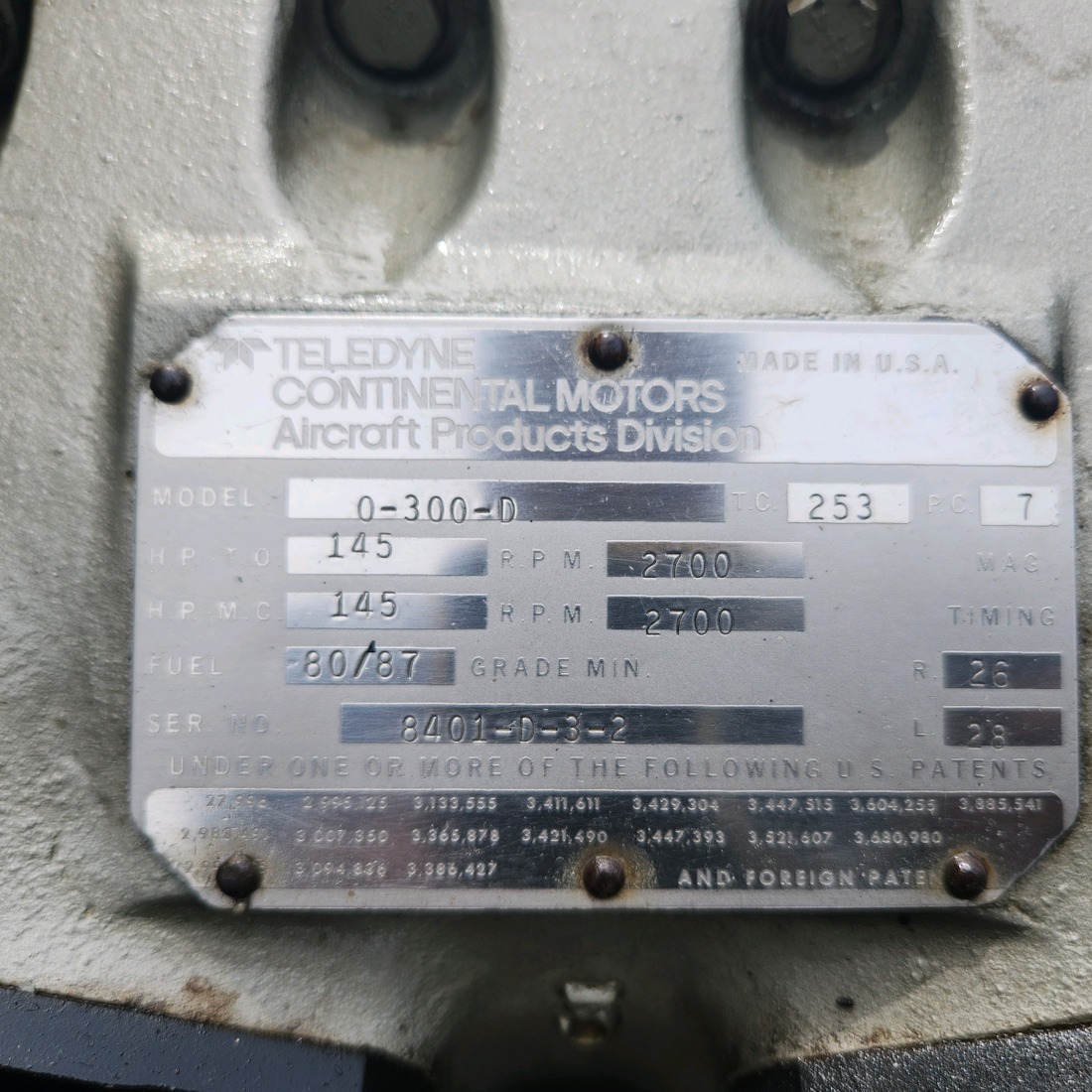 Used aircraft parts for sale, O-300-D Continental O-300-D Cessna 172E Aircraft Engine "Light Prop-Strike"