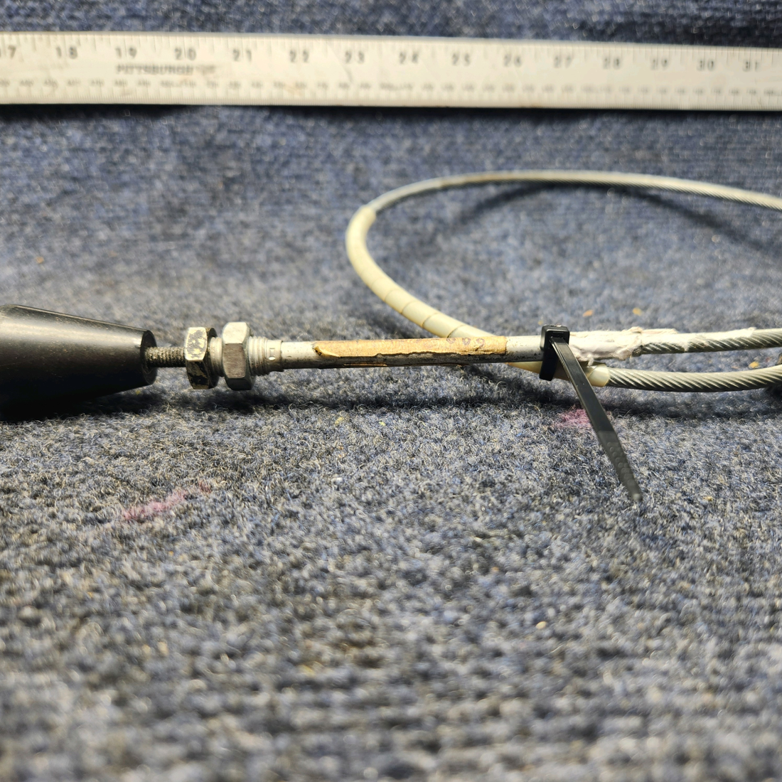 Used aircraft parts for sale, 640257-009 Mooney M20K AIR VENT CONTROL CABLE ASSEMBLY (LENGTH: 35.75”)