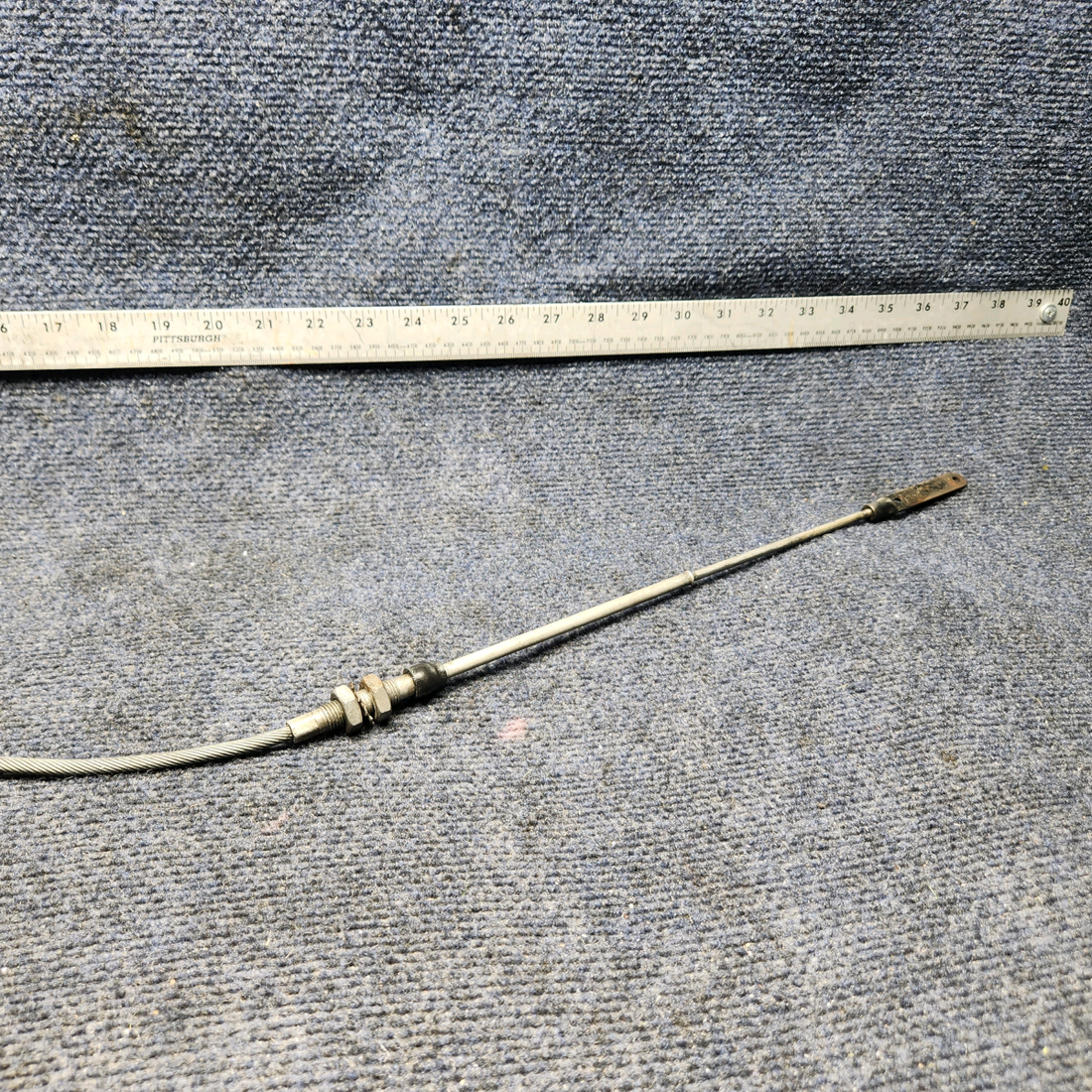 Used aircraft parts for sale, 660198-501 Mooney M20J COWL FLAP CONTROL CABLE ASSEMBLY (LENGTH: 37.75”)