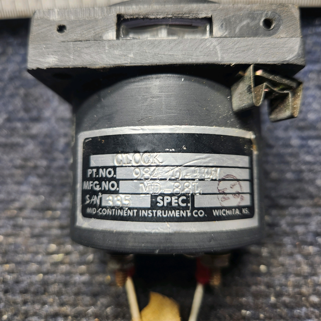 Used aircraft parts for sale, 96470‑1LW Mid-Continent Mooney M20J Clock/Test Instrument - Missing Knob