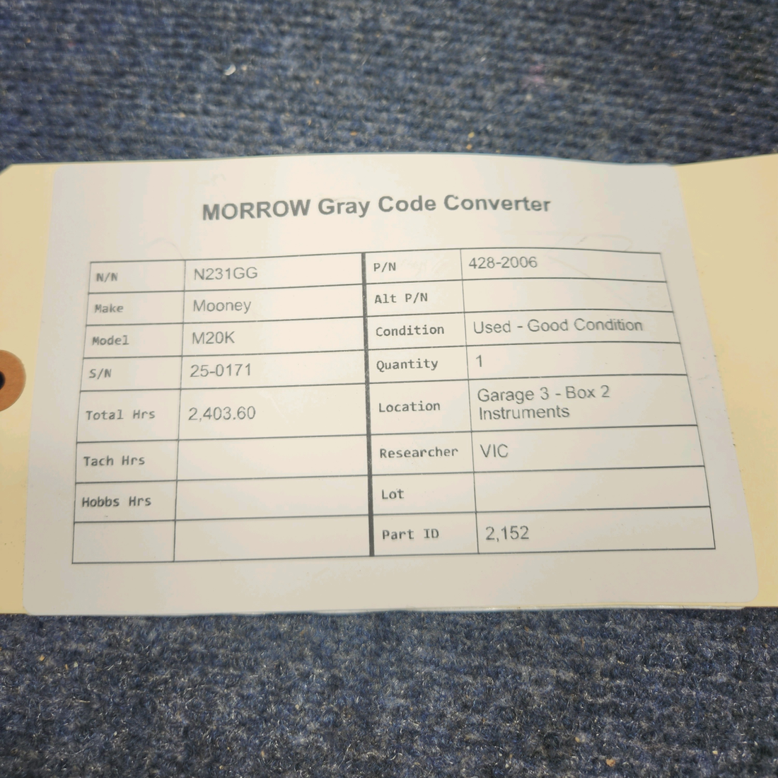 Used aircraft parts for sale, 428-2006 Mooney M20K MORROW GRAY CODE CONVERTER