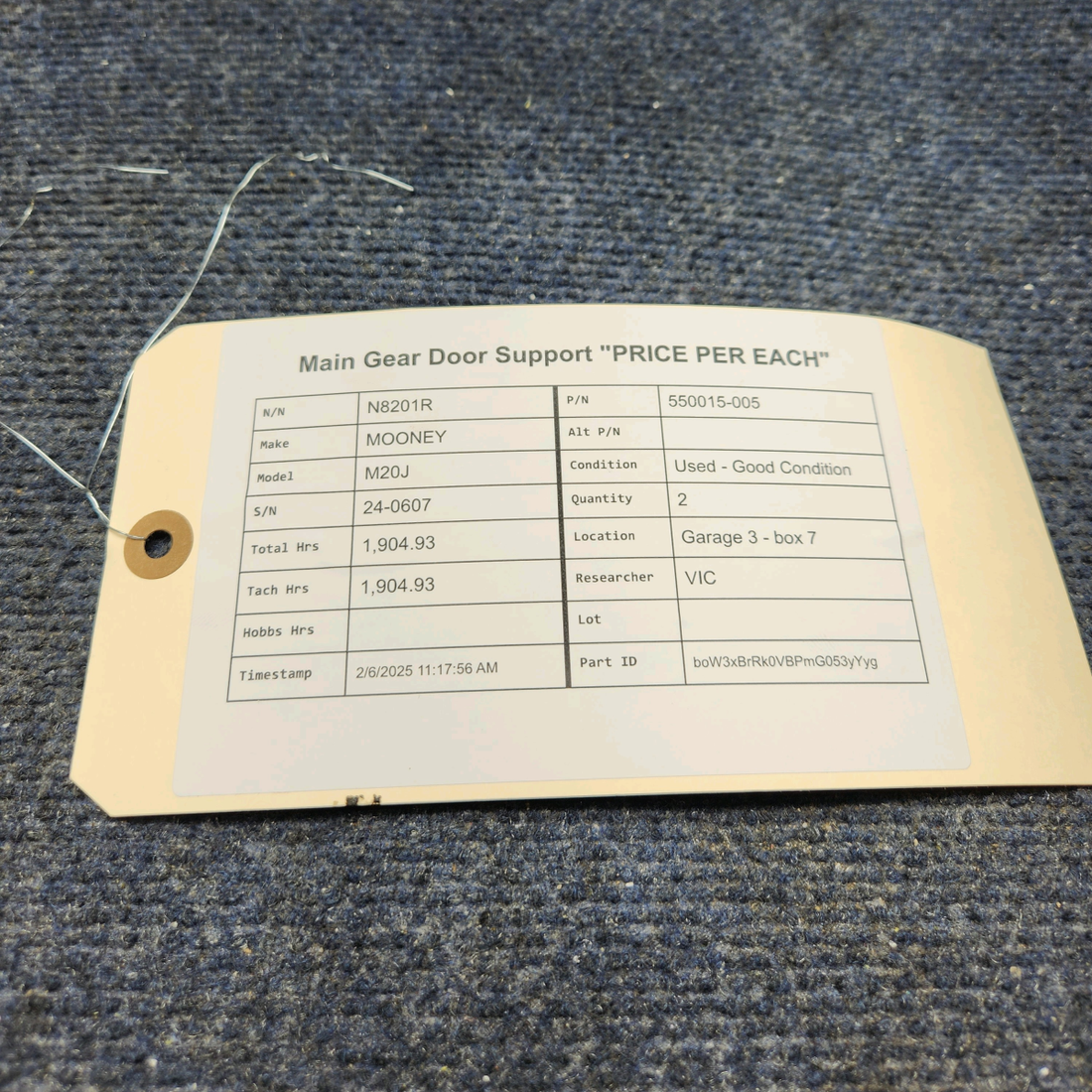 Used aircraft parts for sale, 550015-005 Mooney M20J MAIN GEAR DOOR SUPPORT "PRICE PER EACH"