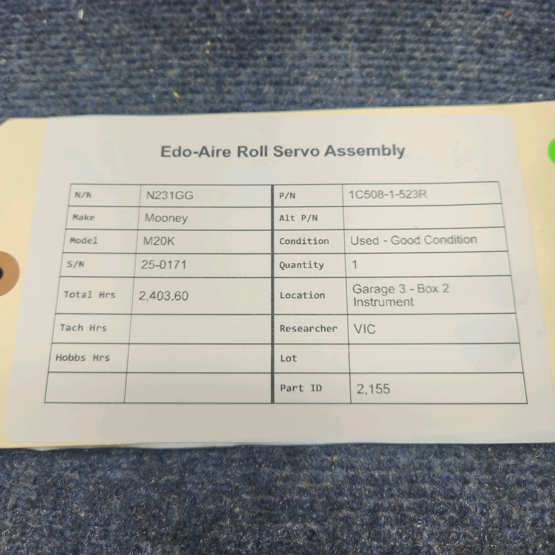 Used aircraft parts for sale, 1C508-1-523R Edo-Air Mooney M20K ROLL SERVO ASSEMBLY