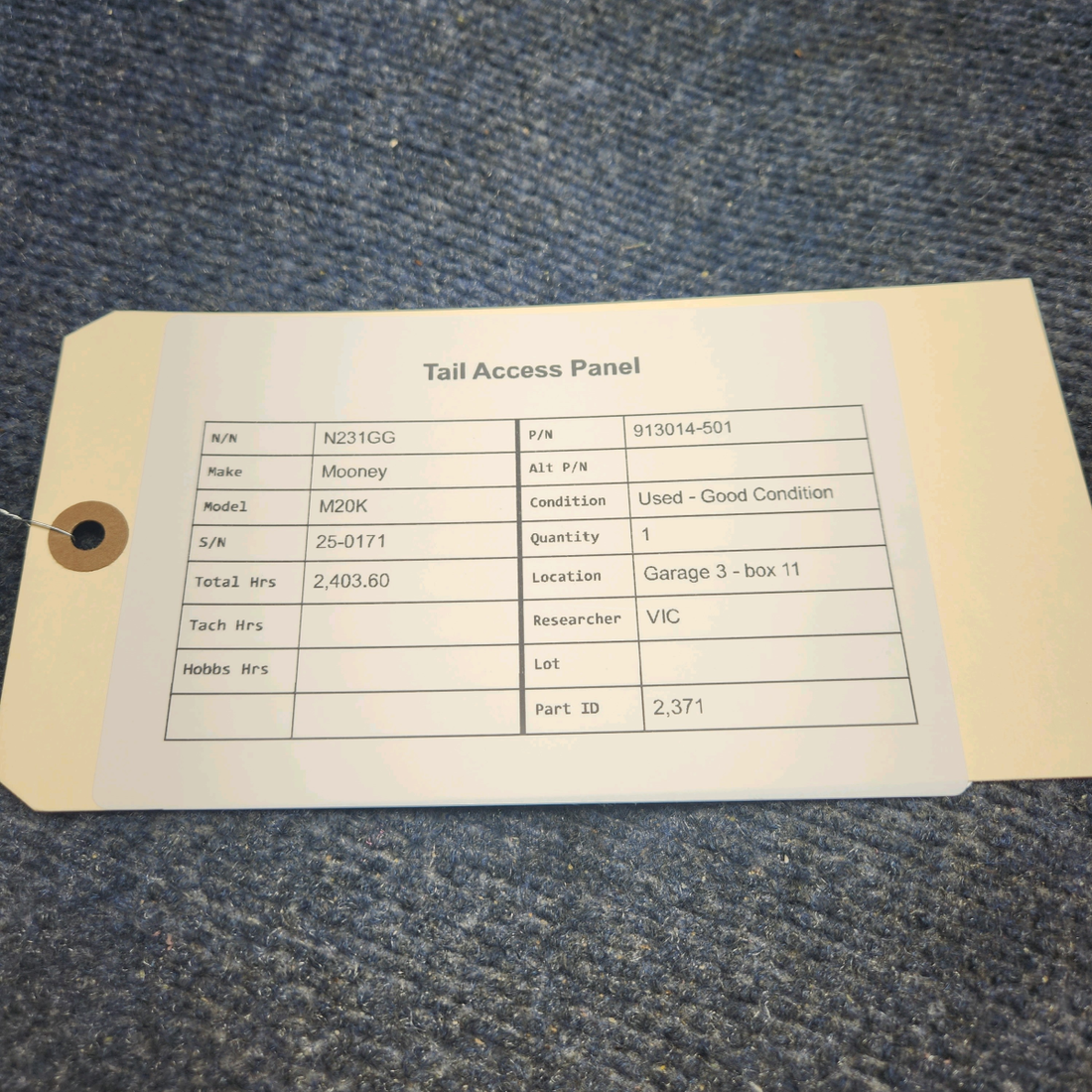 Used aircraft parts for sale, 913014-501 Mooney M20K TAIL ACCESS PANEL