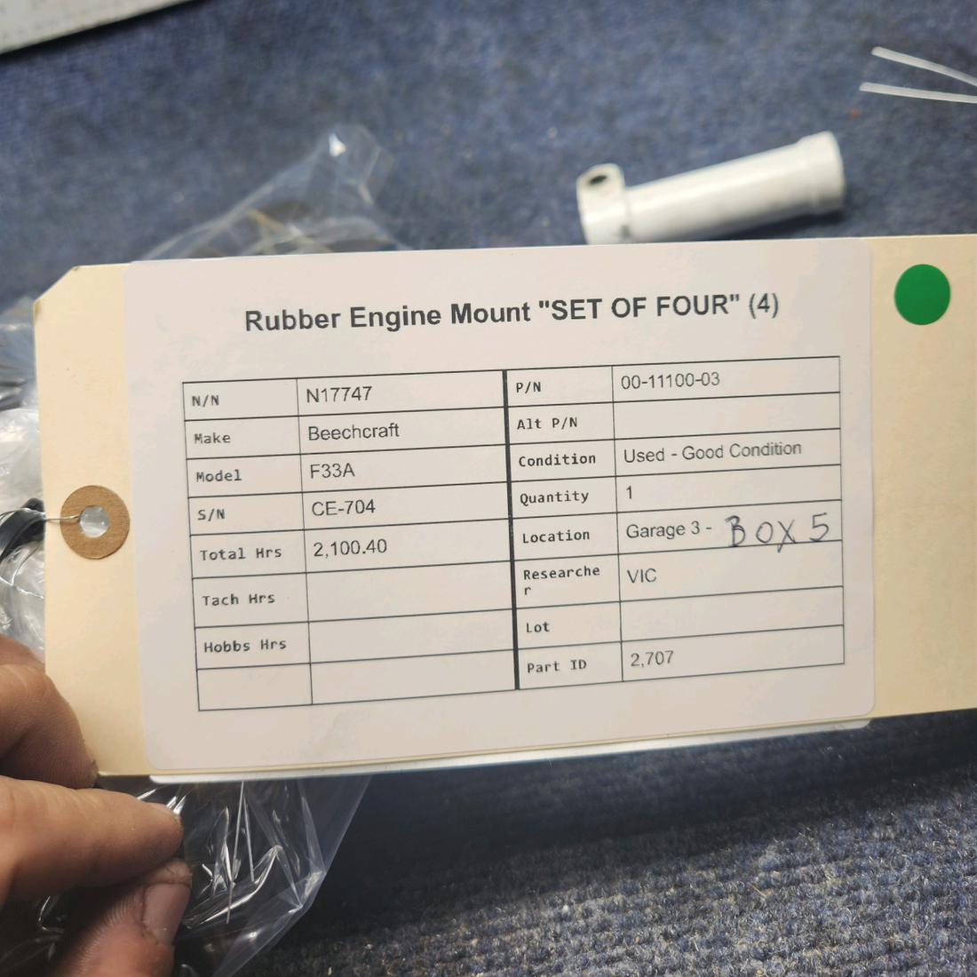 Used aircraft parts for sale, 00-11100-03 Beechcraft F33A RUBBER ENGINE MOUNT "SET OF FOUR" (4)