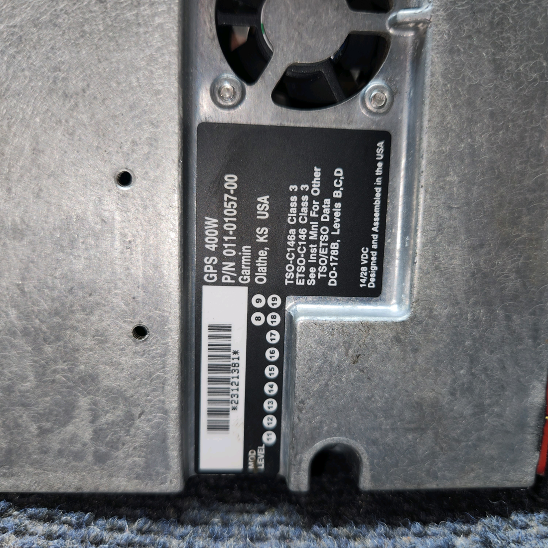 Used aircraft parts for sale, 011-01057-40 Garmin GNS 400W Piper PA28-161 GPS Receiver with Backplate and Connector (See Description)