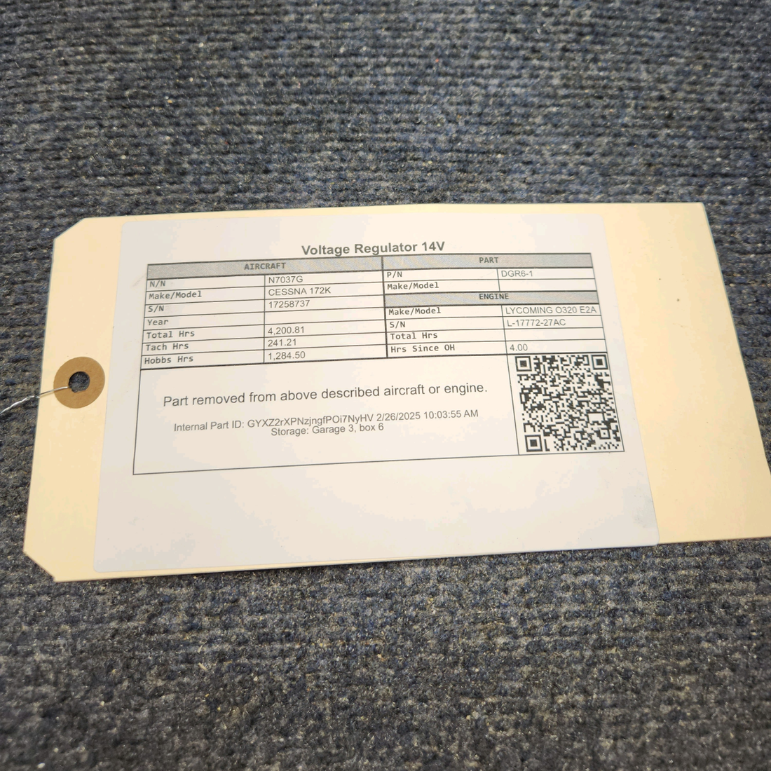 Used aircraft parts for sale, DGR6-1 CESSNA 172K VOLTAGE REGULATOR 14V