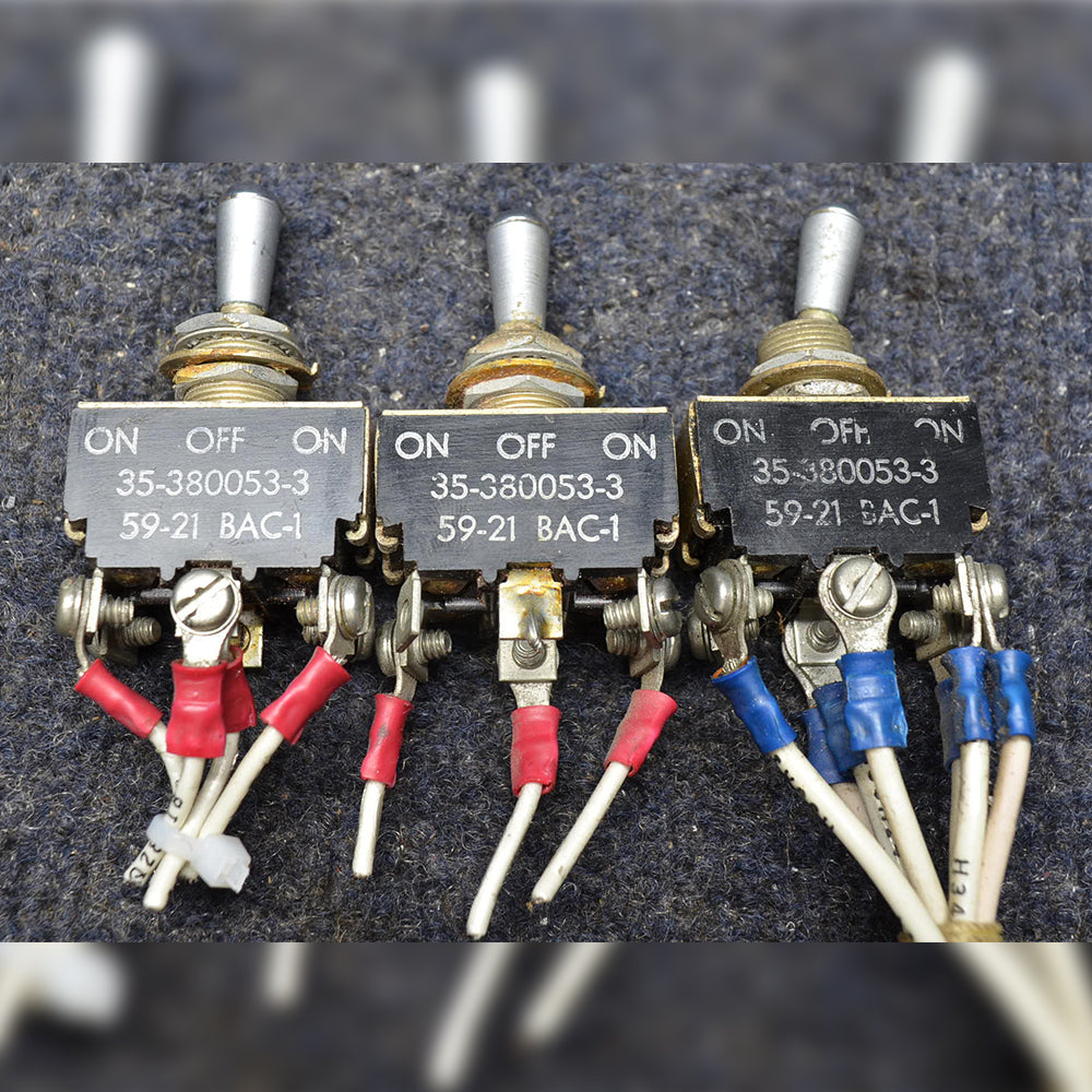 Used aircraft parts for sale 35-380053-3 BEECHCRAFT 95-B55 TOGGLE SWITCH ASSY PRICE IS FOR EACH