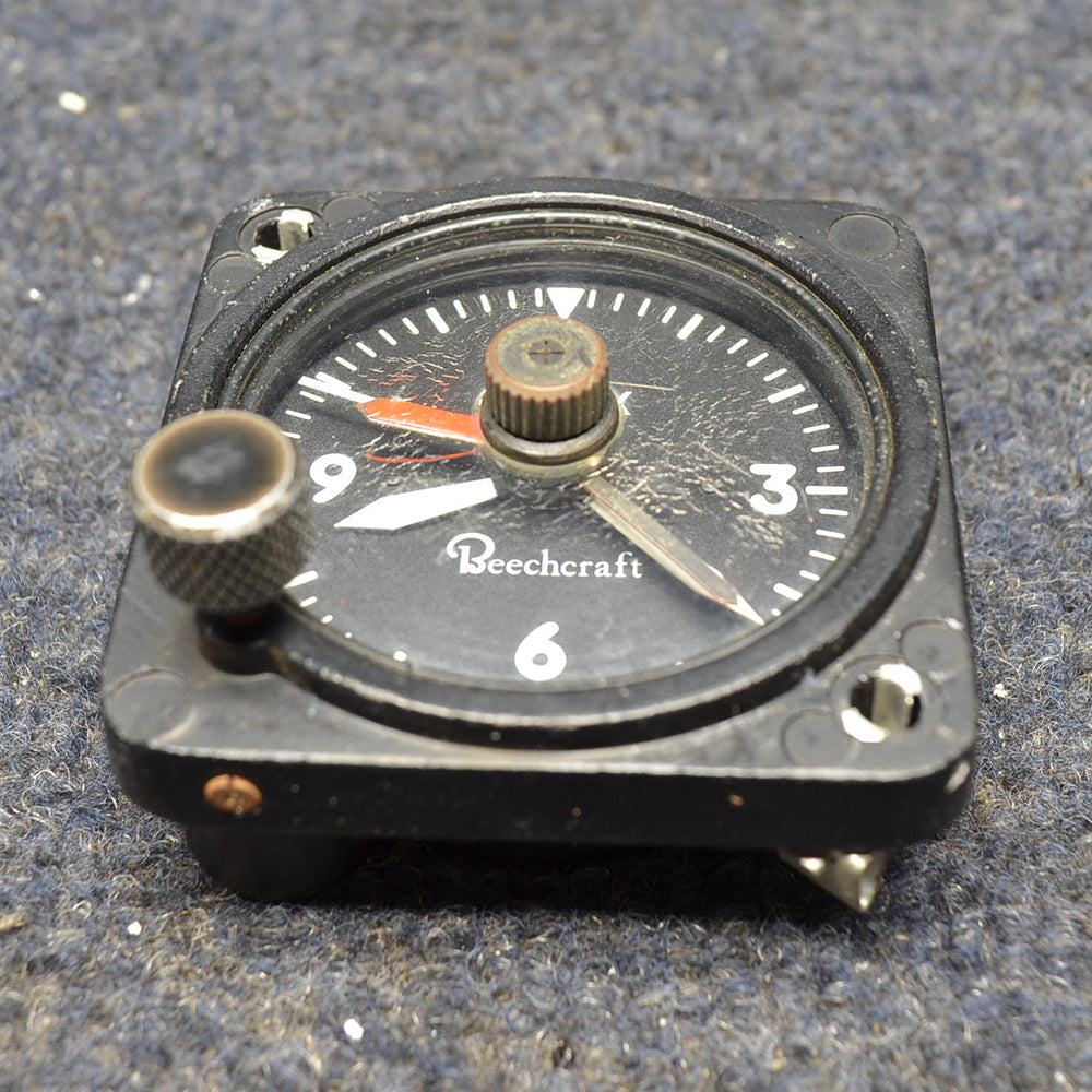Used aircraft parts for sale 50-380013-5 BEECHCRAFT 95-B55 8 DAY CLOCK WORKING
