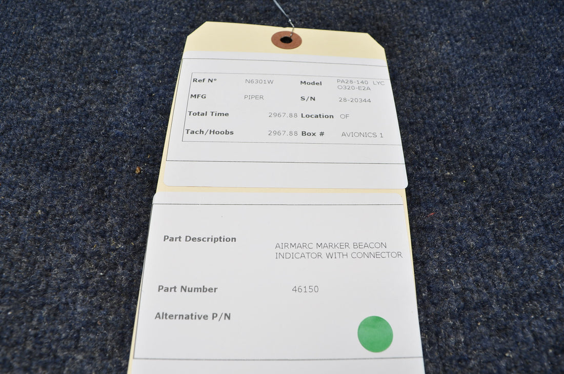 Used aircraft parts for sale 46150 PIPER PA28-140 AIRMARC MARKER BEACON INDICATOR WITH CONNECTOR