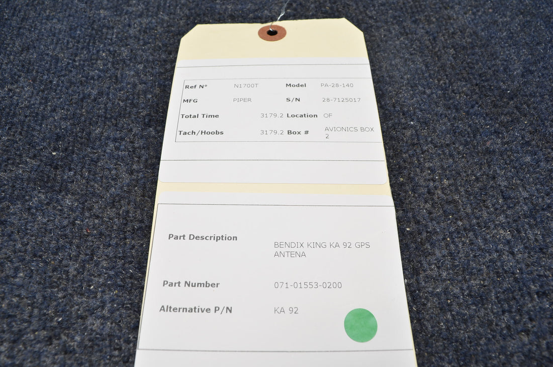 Used aircraft parts for sale 071-01553-0200 PIPER PA-28-140 BENDIX KING KA 92 GPS ANTENA