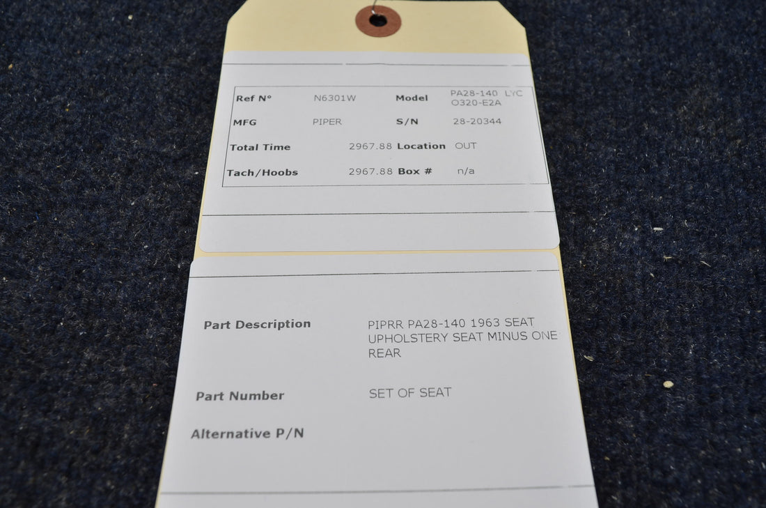 Used aircraft parts for sale SET OF SEAT PIPER PA28-140 1963 SEAT UPHOLSTERY SEAT MINUS ONE REAR