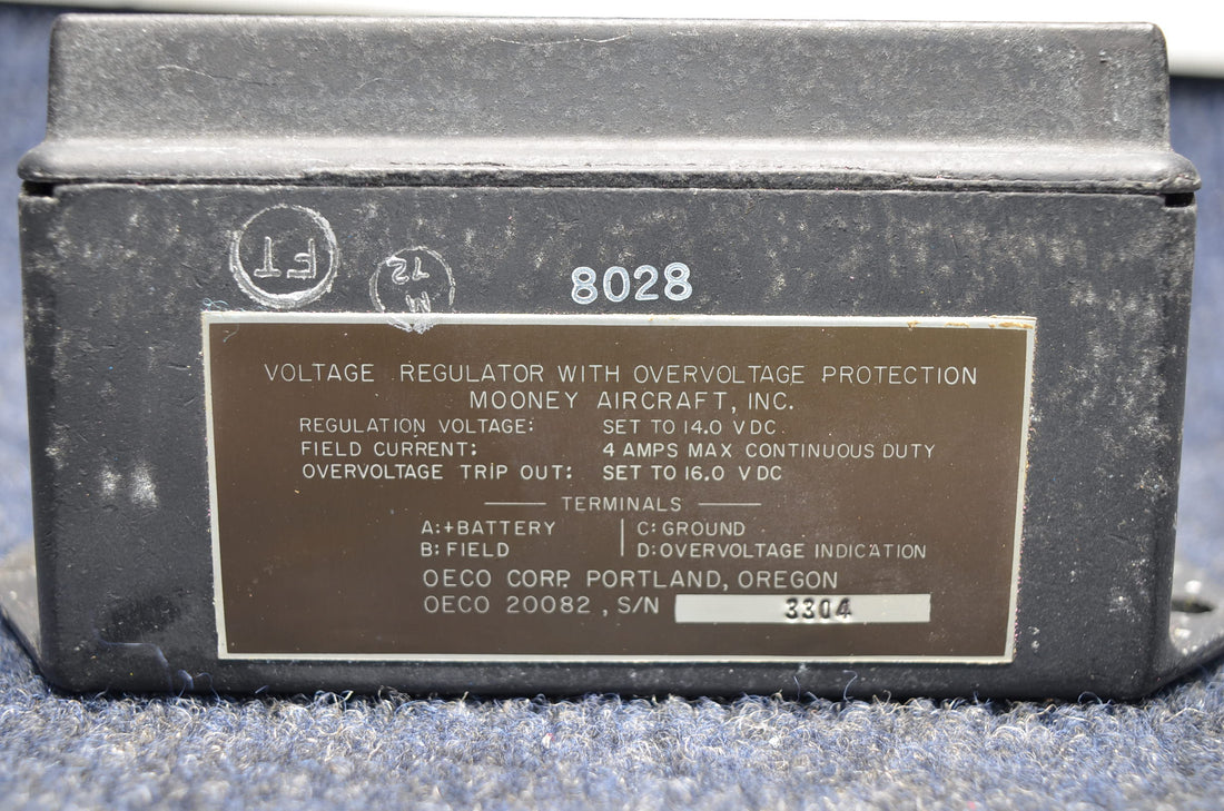 Used aircraft parts for sale OECO 20082 MOONEY M20J VOLTAGE REGULATOR / OVER VOLTAGE