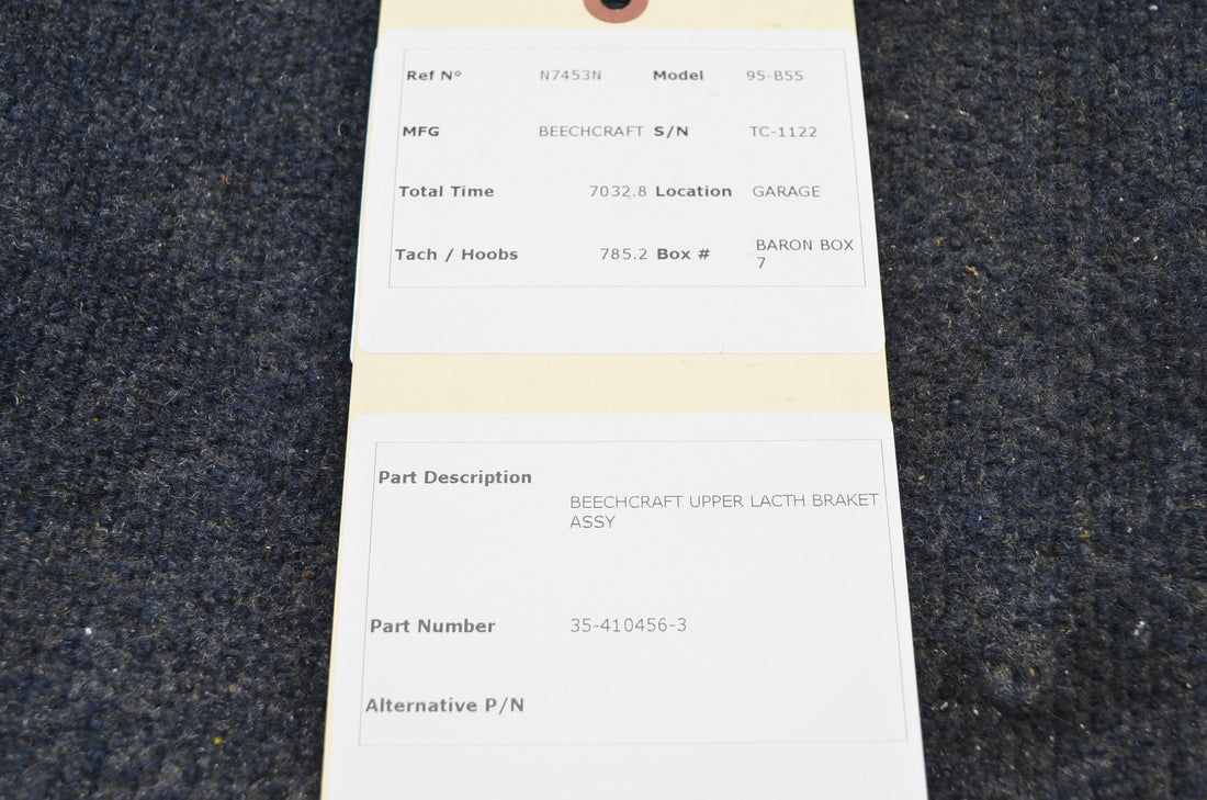 Used aircraft parts for sale 35-410456-3 BEECHCRAFT 95-B55 UPPER LACTH BRAKET ASSY