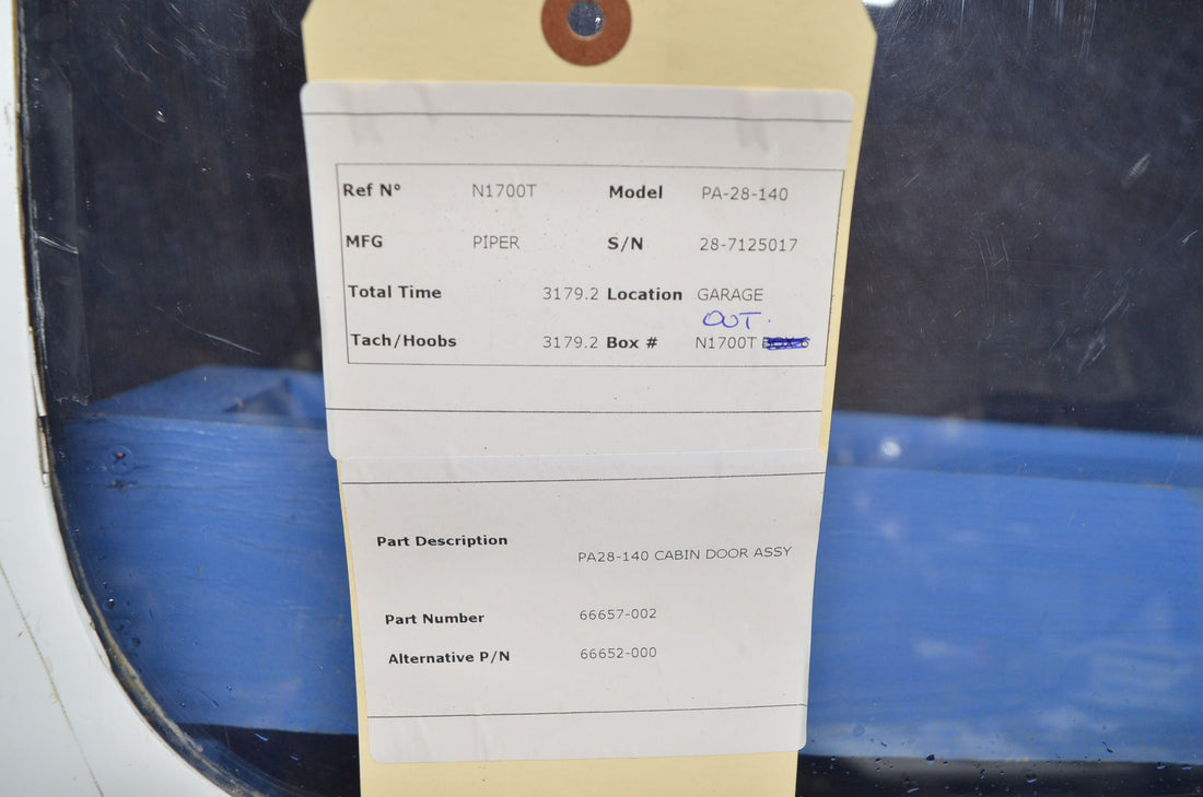 Used aircraft parts for sale 66657-002 PIPER PA-28-140 CABIN DOOR ASSY