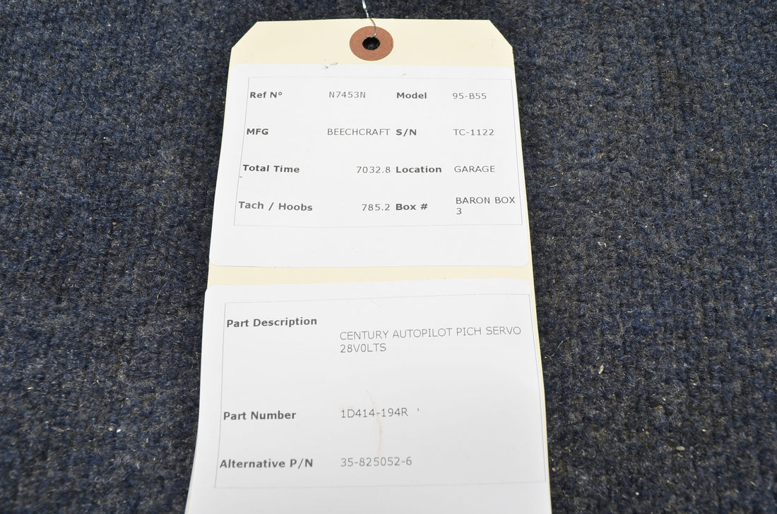 Used aircraft parts for sale 1D414-194R BEECHCRAFT 95-B55 CENTURY AUTOPILOT PITCH SERVO 28V0LTS