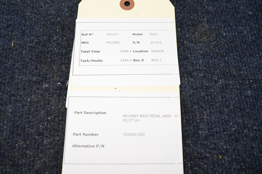 Used aircraft parts for sale 720040-000 MOONEY M20J PEDAL ASSY CO-PILOT LH