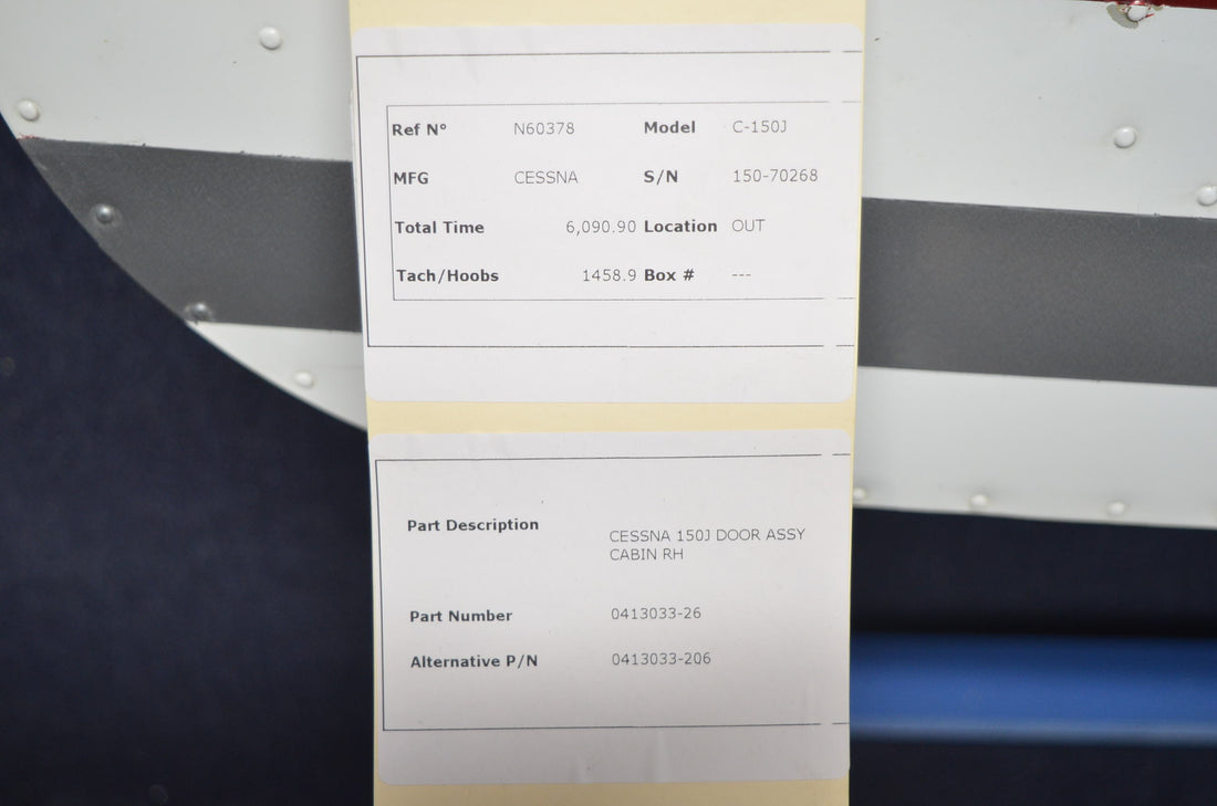 Used aircraft parts for sale 0413033-26 CESSNA C-150J DOOR ASSY CABIN RH