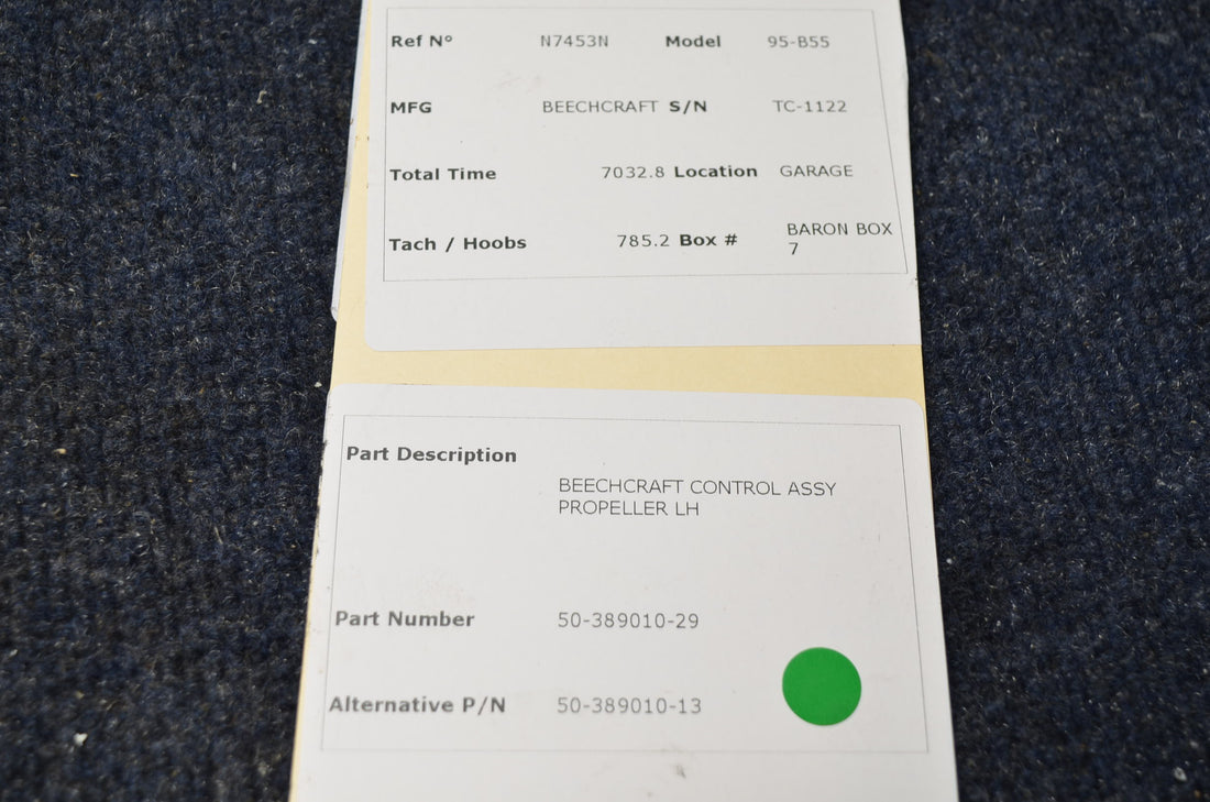 Used aircraft parts for sale 50-389010-29 BEECHCRAFT 95-B55 CONTROL ASSY PROPELLER LH