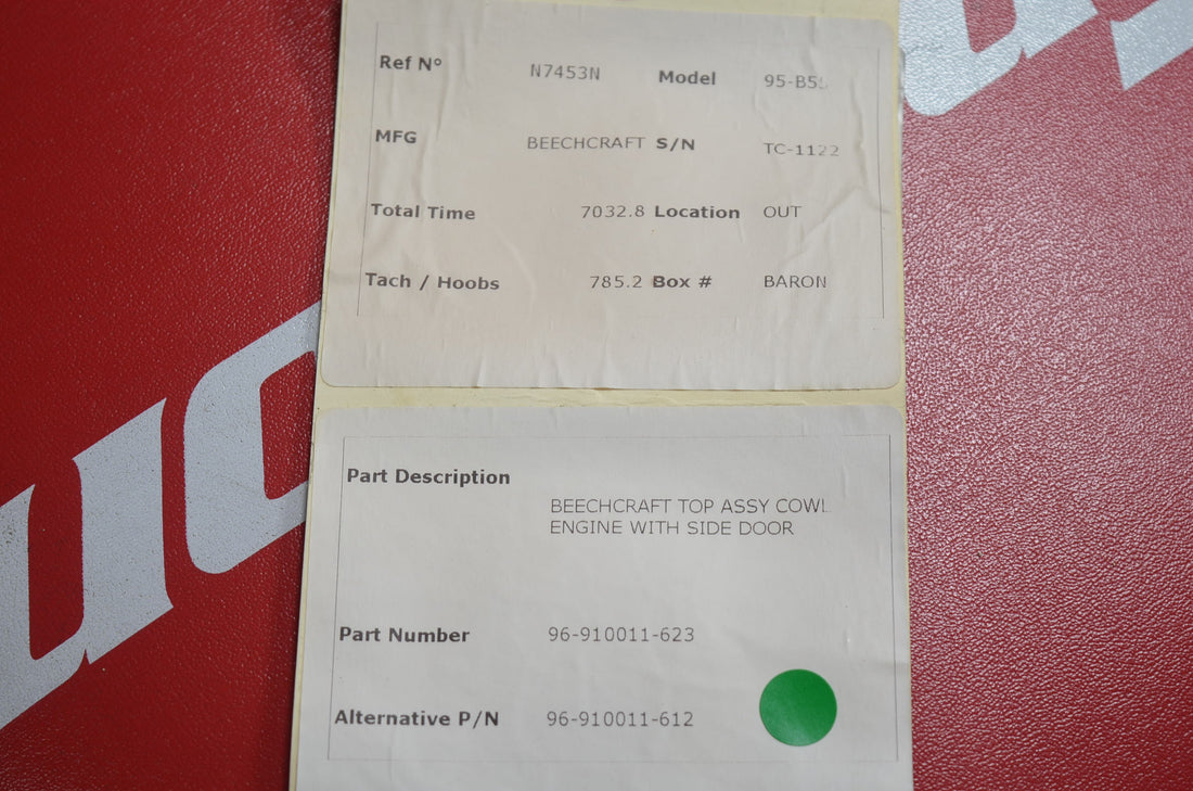 Used aircraft parts for sale 96-910011-623 BEECHCRAFT 95-B55 ASSY COWL ENGINE WITH SIDE DOOR