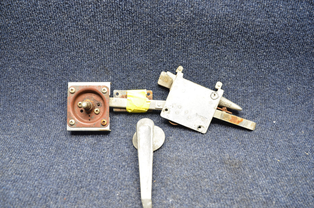 Used aircraft parts for sale 0711020-1,0711063-1  Cessna 180  Door Latch Assy w/ Bracket Shaft Handle LH