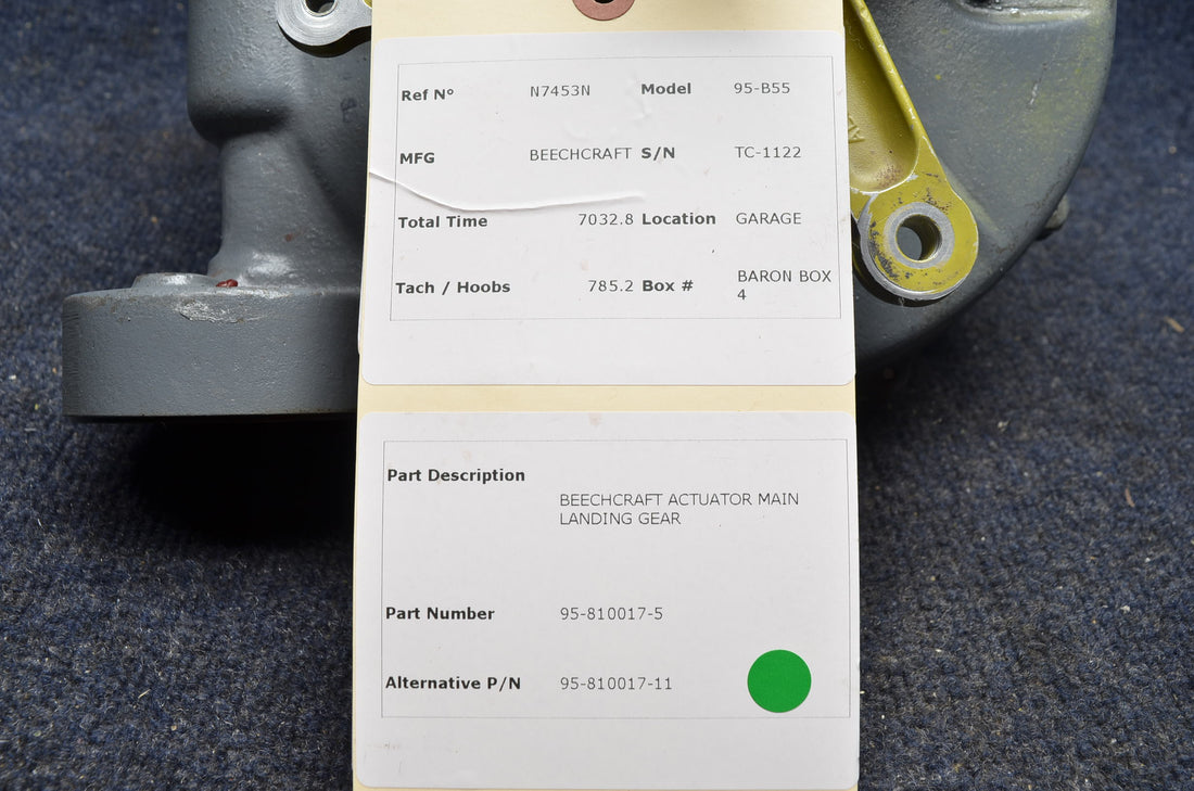 Used aircraft parts for sale 95-810017-5 BEECHCRAFT 95-B55 ACTUATOR MAIN LANDING GEAR