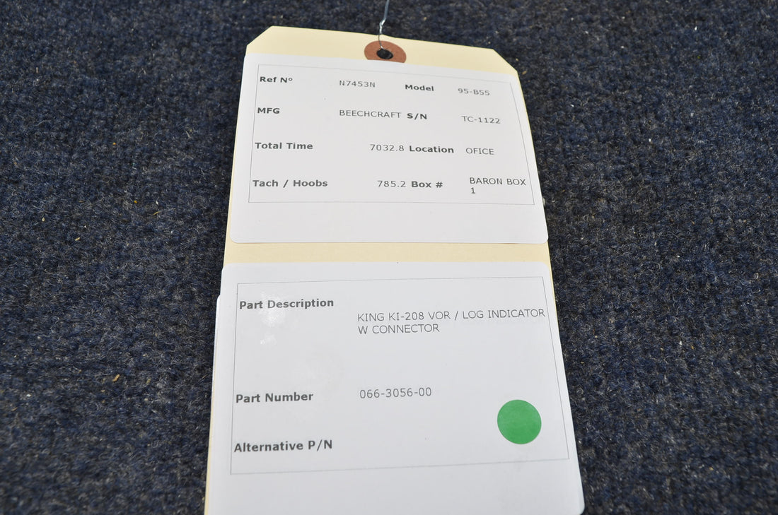 Used aircraft parts for sale 066-3056-00 BEECHCRAFT 95-B55 KING KI-208 VOR / LOG INDICATOR W CONNECTOR