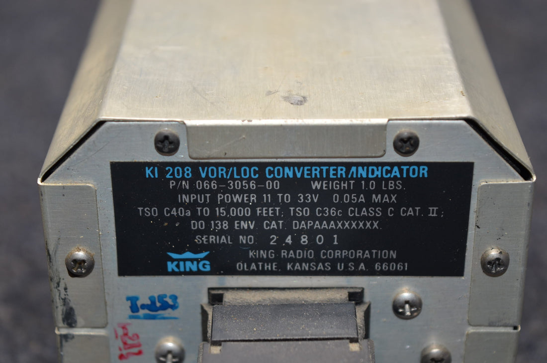 Used aircraft parts for sale 066-3056-00 BEECHCRAFT 95-B55 KING KI-208 VOR / LOG INDICATOR W CONNECTOR