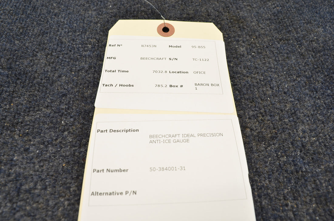 Used aircraft parts for sale 50-384001-31 BEECHCRAFT 95-B55 IDEAL PRECISION ANTI-ICE GAUGE