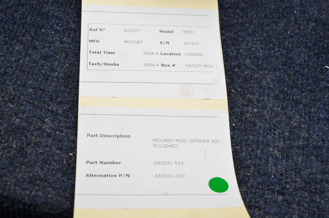 Used aircraft parts for sale 680031-515 MOONEY M20J SPINNER ASSY POLISHED