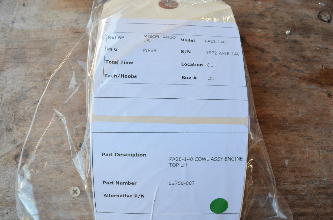 Used aircraft parts for sale 63750-007 PIPER PA28-140 COWL ASSY ENGINE TOP LH