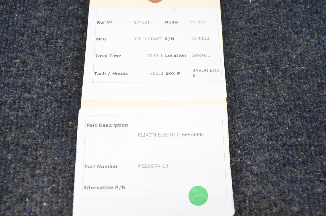 Used aircraft parts for sale MS26574-10 BEECHCRAFT 95-B55 KLIXON ELECTRIC BREAKER PRICE PER EACH