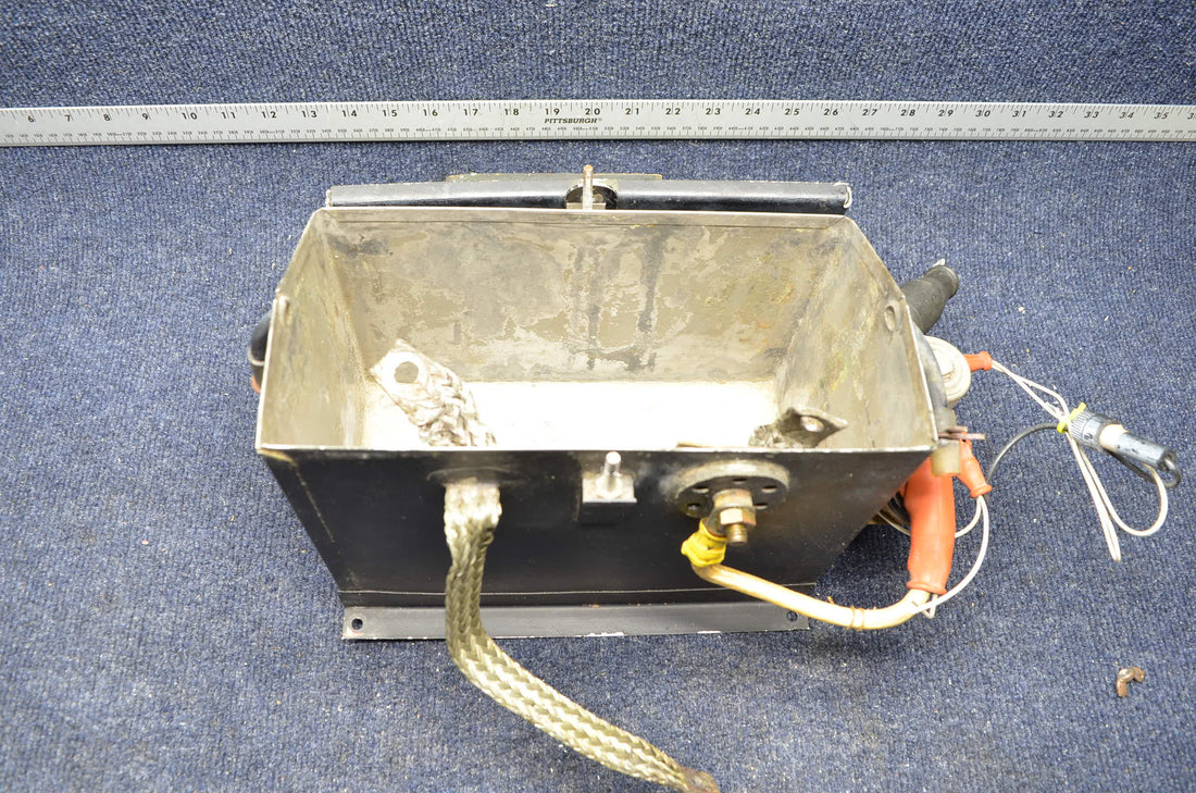 Used aircraft parts for sale 63888-000 PIPER PA-28-140 BATTERY BOX  W / COVER AND SELENOID