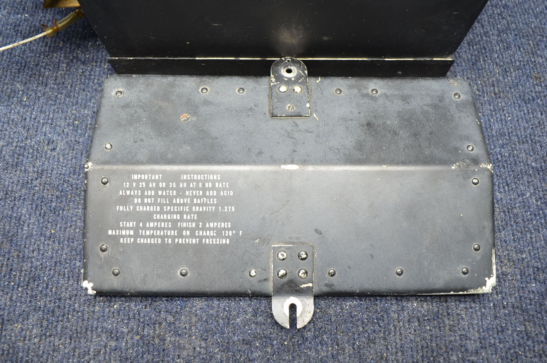 Used aircraft parts for sale 63888-000 PIPER PA-28-140 BATTERY BOX  W / COVER AND SELENOID