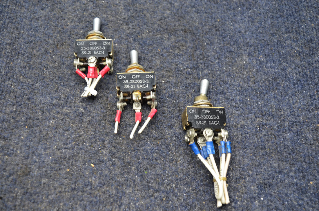 Used aircraft parts for sale 35-380053-3 BEECHCRAFT 95-B55 TOGGLE SWITCH ASSY PRICE IS FOR EACH