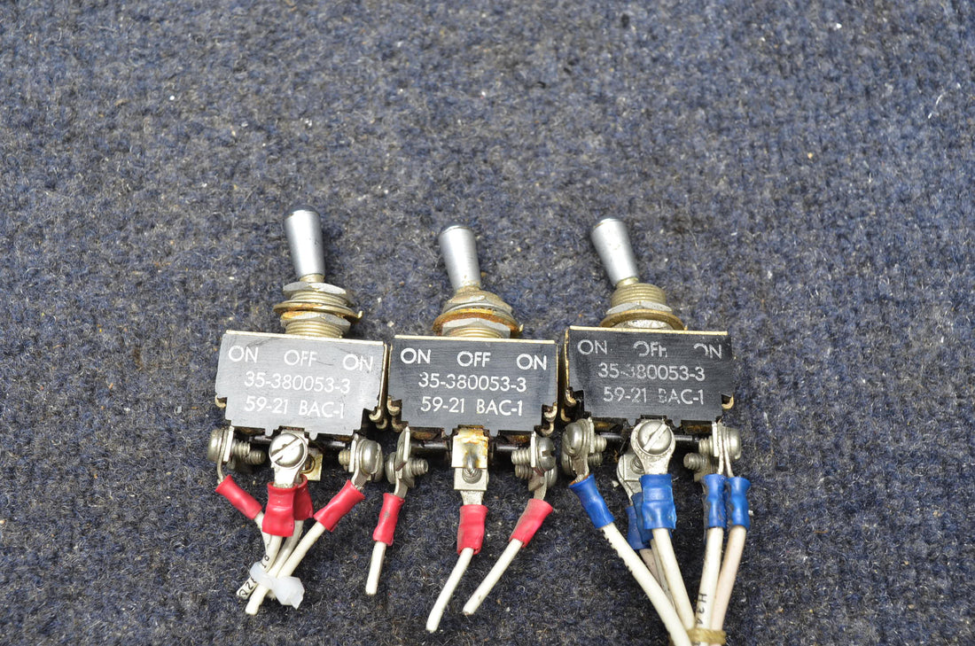 Used aircraft parts for sale 35-380053-3 BEECHCRAFT 95-B55 TOGGLE SWITCH ASSY PRICE IS FOR EACH