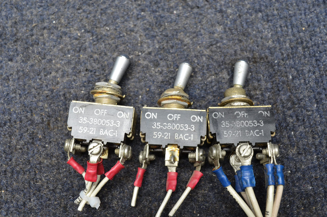 Used aircraft parts for sale 35-380053-3 BEECHCRAFT 95-B55 TOGGLE SWITCH ASSY PRICE IS FOR EACH
