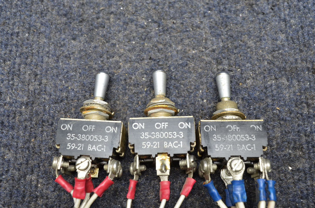 Used aircraft parts for sale 35-380053-3 BEECHCRAFT 95-B55 TOGGLE SWITCH ASSY PRICE IS FOR EACH