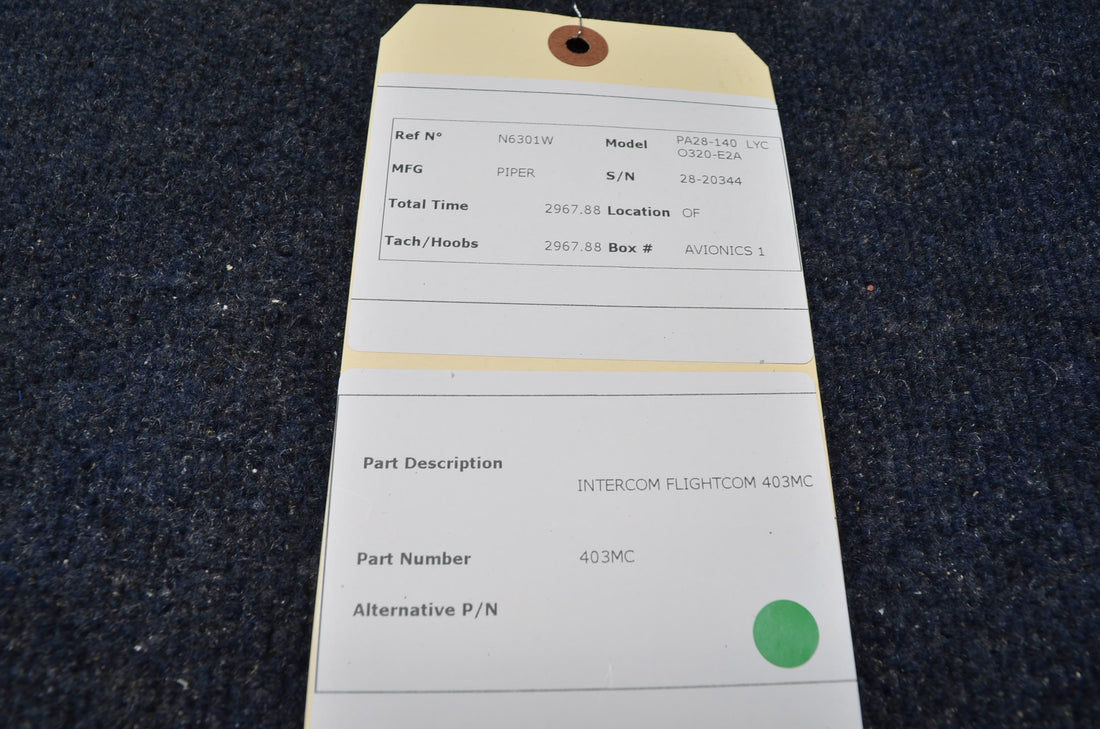 Used aircraft parts for sale 403MC PIPER PA28-140 INTERCOM FLIGHTCOM 403MC